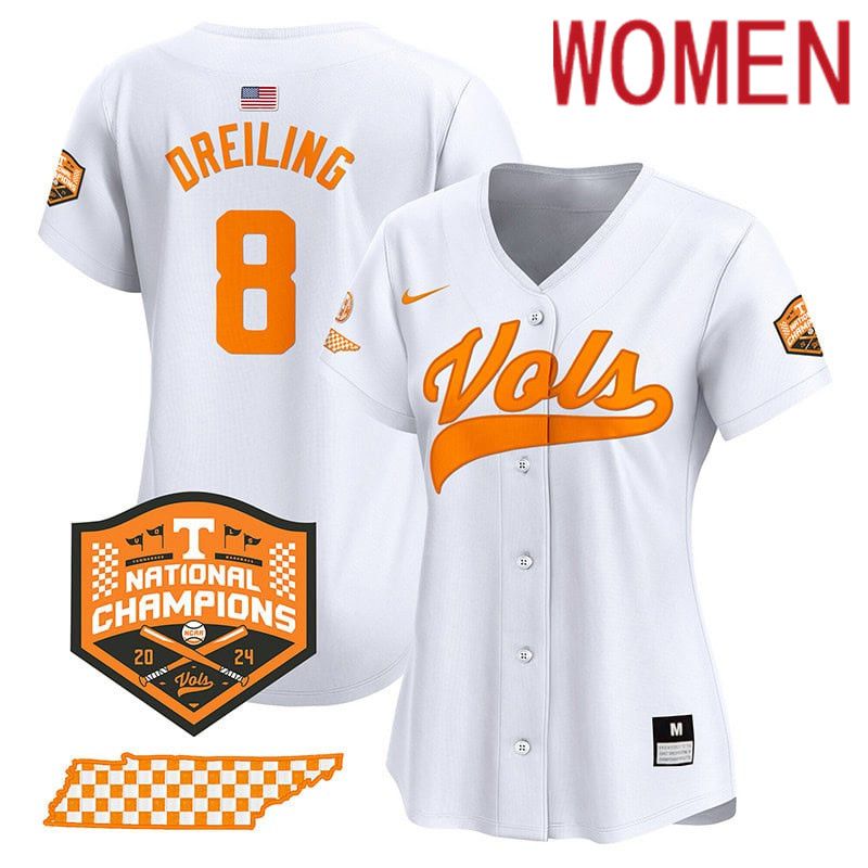 Women Tennessee Volunteers #8 Dreiling White 2024 Nike Champions Vapor Premier Limited NCAA Jersey->women nfl jersey->Women Jersey